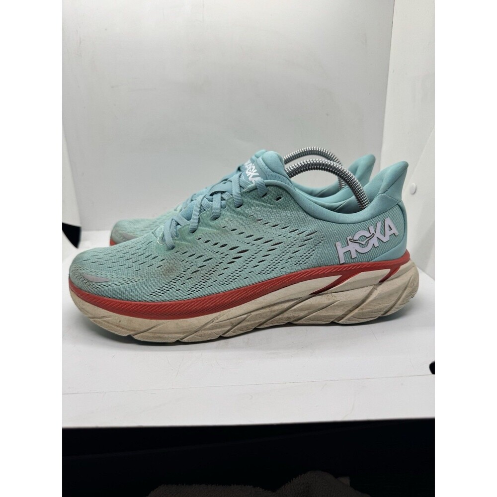 Hoka One One Clifton 8 Womens 9.5B Blue Athletic Running Sneakers Shoes